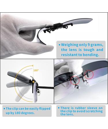 Polarized Clip-On Flip-Up Rimless Sunglasses for Men & Women | Lightweight Anti-Glare Clips for Prescription & Reading Glasses - Case Included - Buy Online on GoSupps.com