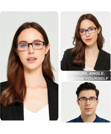 Buy EYEURL 4-Pack Half Frame Blue Light Reading Glasses - Rectangle Semi Rimless Men & Women Eyeglasses with Spring Hinge - 1.75 Magnification - Buy Online on GoSupps.com