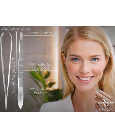 Buy Straight Eyebrow Tweezers - 8 cm 4 mm Plucking Width Stainless Steel Epilator for Precise Grooming | International Shipping - Buy Online on GoSupps.com