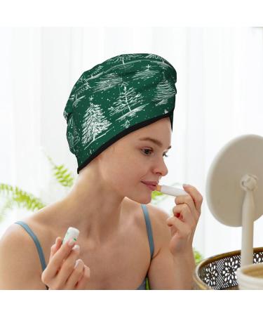 Christmas Trees Hair Towel Wrap | Quick Drying Turban with Button | Premium Hair Drying Towel - Buy Online on GoSupps.com