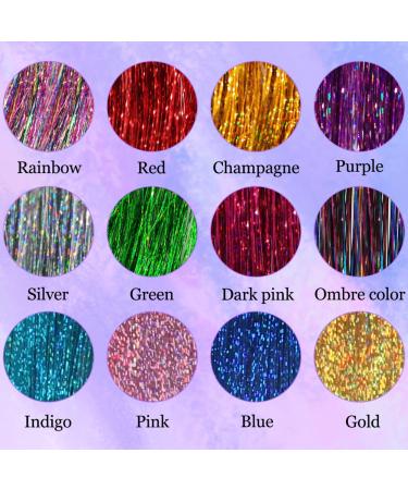 Wicwec Hair Tinsel Kit - 3400 Strands, 44 Inch, 12 Colors - Holographic Glitter Extensions for Party, Birthday, Halloween, Christmas - Fairy Hair Tinsel Set with Tools for Daily Life - Buy Online on GoSupps.com
