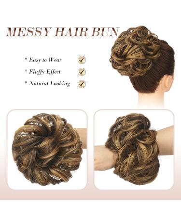 Buy Fine Hair Part with Rubber Band - Large Dutt Hair Tubes Chocolate Brown & Caramel Blonde Synthetic Hair Extensions for Women & Girls - 55g - Buy Online on GoSupps.com