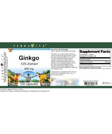 Ginkgo 12% - 450 mg (100 Capsules ZIN: 520207) - 3 Pack - Buy Online on GoSupps.com