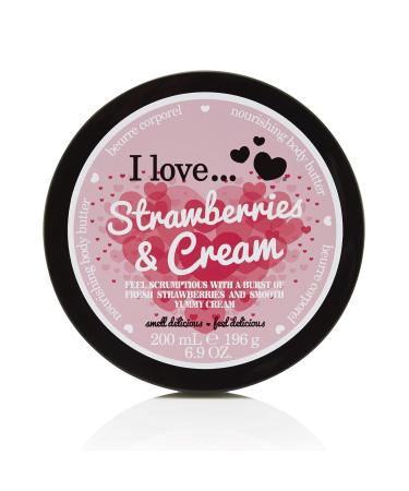 I Love Strawberries & Cream Body Butter - 87% Naturally Derived Vegan Moisturizing & Hydrating - 200ml - Buy Online on GoSupps.com