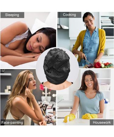 RaiBaubl Silk Sleeping Cap for Women - Jumbo Hair Care Hood with Elastic Ribbon Perfect for Braids & Curly Hair (2 Pieces - Black) - Buy Online on GoSupps.com