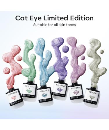 Modelones Cat Eye Gel Nail Polish Set 6 Colors Holographic Red Blue Purple Silver Gel Polish Glitter 9D Magnetic Gel Polish Pink Shimmer Summer Gel Polish with Magnet Nail Art DIY Salon For Women - Buy Online on GoSupps.com