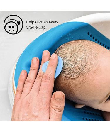 Fattoz Exfoliating and Massaging Cradle Cap Silicon Brush Soft Baby Brush Bath Brushes for Baby Blue and White 2 Pack - Buy Online on GoSupps.com