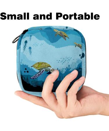 Portable Women's Binding-Up Bags | Menstrual Cup & Tampon Bags for Teens | Underwater Blue Turtle Design - Buy Online on GoSupps.com