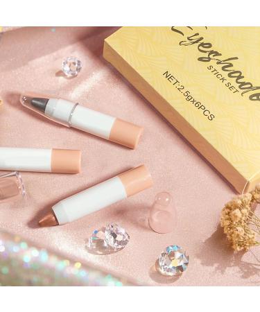 Cream Eyeshadow Stick Eyeshadow Pencil Eyeshadow Cover for Older Women | 6 Colors Longwear Shimmer & Glitter Cosmetics Contour for Bride Day Makeup - Buy Online on GoSupps.com