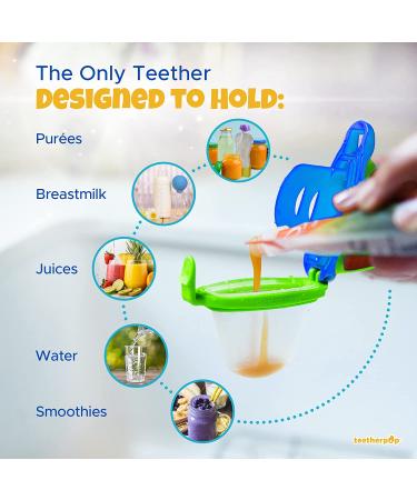 teetherpop Teething Toys for Babies Fillable Freezable Baby Teethers Fill with Breastmilk Purees Water Smoothies Juice  More (Blue Lime) BlueLime - Buy Online on GoSupps.com