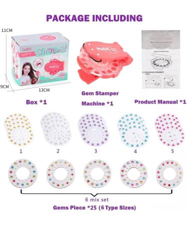 Hair Bedazzler Kit with 375 Rhinestones Hair Gem Stamper Bling Gem Machine Glam Bling Styling Tool Christmas Festival Birthday Party Clothes Nail and Hair Accessories (375 JEWELS) - Buy Online on GoSupps.com