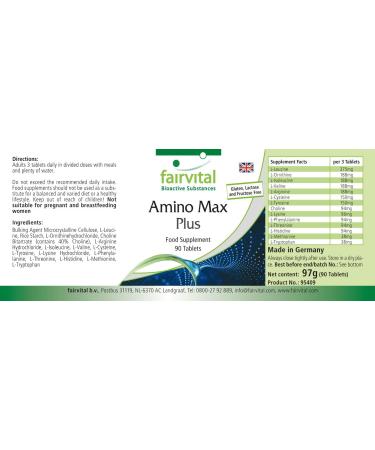 Fairvital Amino Acid Complex - Amino Max Plus | 8 Essential Amino Acids | 90 Tablets - Premium International Shipping - Buy Online on GoSupps.com