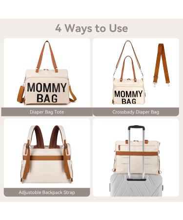 Mommy Hospital Bag with 14 Pockets | Waterproof Labor & Delivery Bag for 2 Kids | Insulated Baby Travel Tote in Creamy White - Buy Online on GoSupps.com