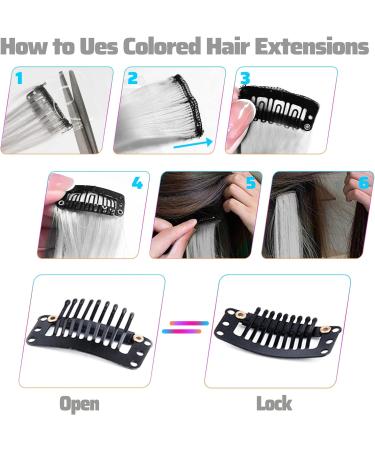 White Hair Extensions Clip In 22 Inch - Colorful Straight Hair for Party Highlights - Women's Hair Accessories (10 PCS White) - Buy Online on GoSupps.com