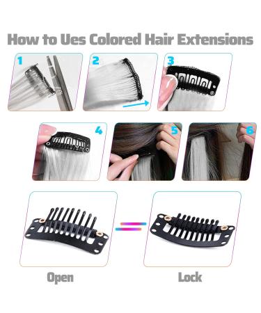 22 Inch White Clip-In Hair Extensions for Girls | Colorful Straight Party Highlights | 10 PCS Colored Hair Accessories - Buy Online on GoSupps.com