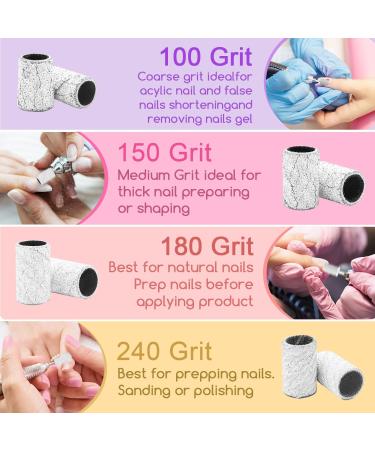 100Pcs 180Grit Nail Sanding Bands for Nail Drill - Fine White Professional Sanding Bands for Manicure & Pedicure | 3/32 Nail Sanding Bit & Sand Band Set - Buy Online on GoSupps.com