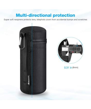 Powerextra 4x Zipper Lens Case Lens Pouch Bag with Thick Protective Neoprene for DSLR Camera Lens Fit for CA Nikon Sony Olympus Panasonic Includes - Small Medium Large XL Size - Buy Online on GoSupps.com