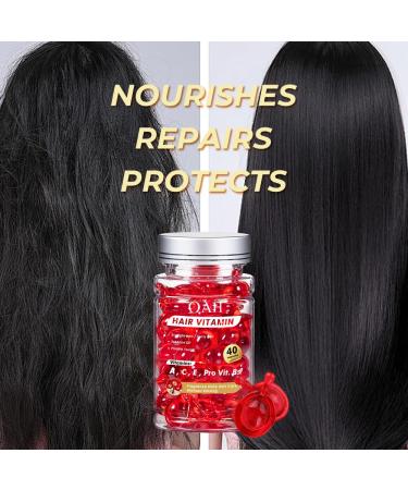 Hair Treatment Serum & Vitamin Capsules - Argan Macadamia & Avocado Oils for Hair Growth | No Rinse Safe for All Hair Types - Buy Online on GoSupps.com