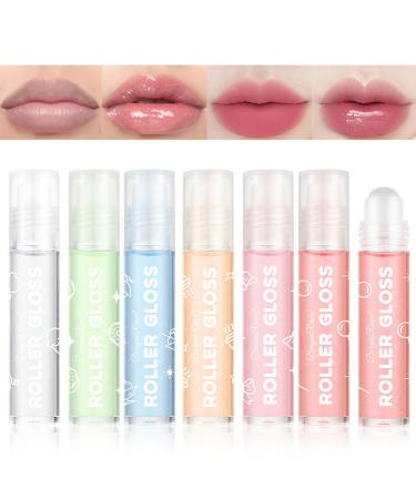 6PCS Roll On Lip Oil Set, Clear Lip Gloss Set, Shimmer Lip Gloss, Moisturizing Colorless Lip Balm, Moisturizing Lip Lotion for Dry Lips