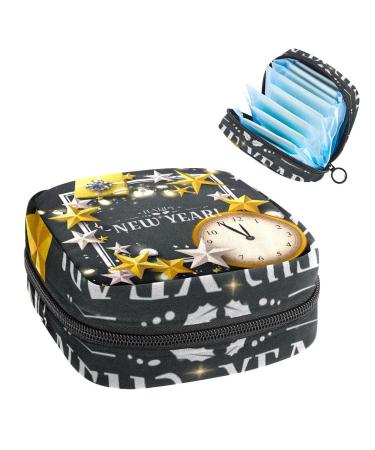 Christmas golden white star box watch pattern women bands storage pocket feminine menstrual cup bag nursing pad holder tampon pockets portable period pocket for women teen girls multicolored 10