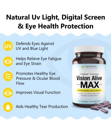 Vision Alive Max: Lutemax 2020 with 8 Natural Ingredients - Bilberries, Blueberries, C3G, Black Currant, Maqui Berry, Saffron, Astaxanthin - 30 Count - Buy Online on GoSupps.com