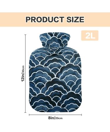 Japanese Wave Hot Water Bottle with Cover - 2L for Pain Relief Menstrual Cramps & Bed Warmer | International Shipping Available - Buy Online on GoSupps.com