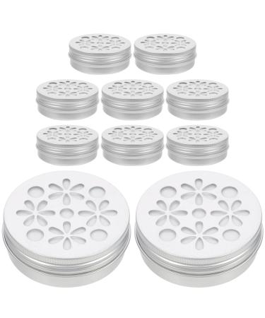 Dressoos 10st aluminum box with hollow thread round metal cans Air freshener box aluminum dog boxes aluminum coffee sugar box round aluminum doses soapic tin doses-clogged nose work 2.6x6.8cm silver 1