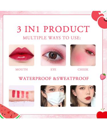 Korean Lip Tint Set: Matte Velvet & Watery Lip Stain, Moisturizing Liquid Lipstick & Plump Gloss - Long-lasting Waterproof Formula - Strawberry Shade - Buy Online on GoSupps.com