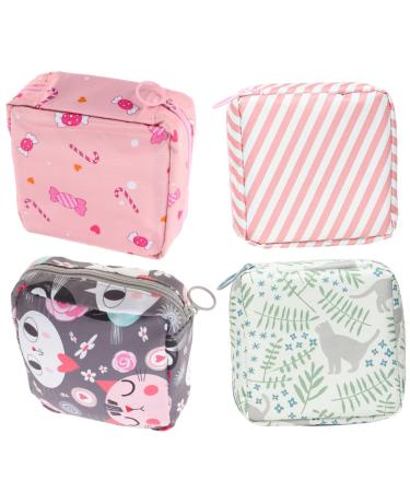 HAPINARY 4pcs Sanitary Napkin Storage Bag Handbag Storage Organizer Pouch Holder Girls Suit Period Pads Compact Period Storage Bag Period Bag Polyester Women Period Bag Travel Period Bag