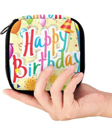 GIAPB Period Bag - Happy Birthday Balloons Design - Sanitary Napkin Holder and Makeup Pouch - Color3127 - Buy Online on GoSupps.com