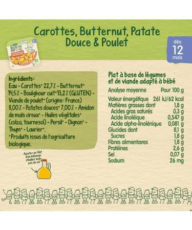 Bl dina - Les R coltes Bio - 8 organic baby dishes - Organic Bl dina meals for lunch and evening - From 12 months - 6 recipes - Buy Online on GoSupps.com