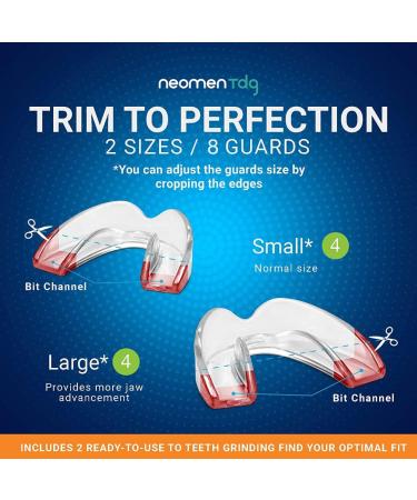 Teeth Grinding Mouth Guard 8 Pack - Bruxism & Clenching Dental Guard for Nighttime - 2 Sizes - Buy Online on GoSupps.com