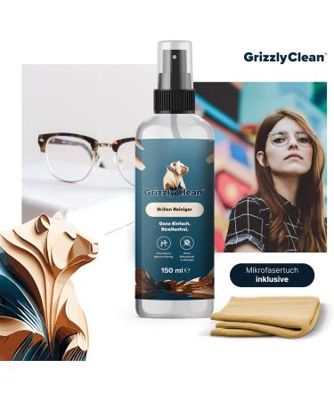 Grizzlyclean Glasses Cleaner Spray - Streak-Free Shine for All Types of Glasses (150ml) - Effective Cleaning for Reading Sports and Sunglasses - Buy Online on GoSupps.com