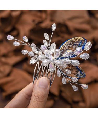 Vakkery Crystal Bride Wedding Hair Comb Silver Beads Hair Pieces Leaf Bridal Hair Accessories for Women and Girls - Buy Online on GoSupps.com