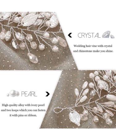 Casdre Rhinestone Bridal Hair Vine - Silver Pearl Wedding Headpiece for Women and Girls - Buy Online on GoSupps.com
