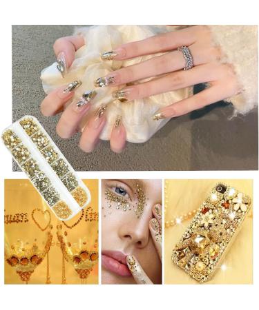 Buy 4200 PCS Golden Strass Nail Gems - Round Flatback Stones SS6-SS20 | K9 Glass Gold Nail Crystals for DIY Nail Art & Charms - Buy Online on GoSupps.com