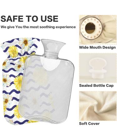 Naanle 2L White & Yellow Daisy Heat Bottle - Transparent Hot Water Bottle for Bed Hand & Feet Warmer Pain Relief & Cold Therapy - Buy Online on GoSupps.com