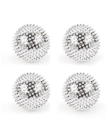 4 pieces of magnetic acupressure balls finger massage balls hedgehog massage balls finger acupressure rings massage rings finger massage balls for stress relief (silver).