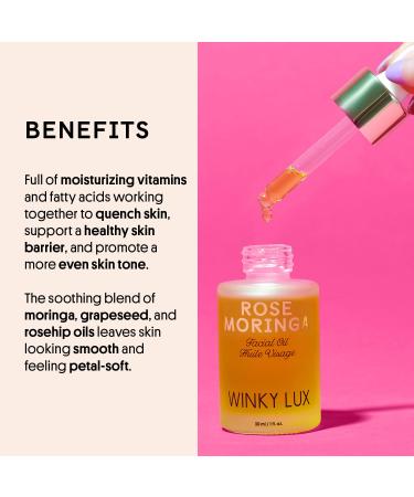 Winky Lux Rose Moringa Facial Oil | Anti-Aging Nourishing Glow Serum | Rosehip Oil for Even Skin Tone & Skin Barrier Support - International Shipping - Buy Online on GoSupps.com