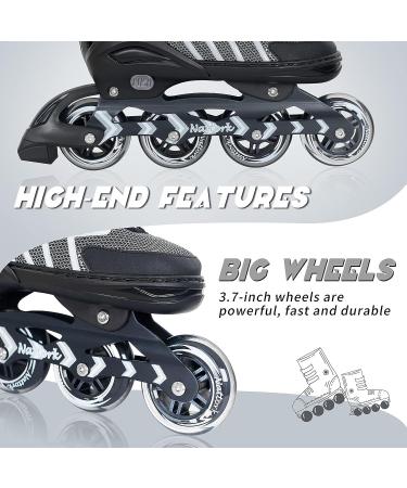 Nattork Adjustable Inline Skates for Adults & Teens | Black X-Large 8-10.5US | Indoor & Outdoor Roller Blades for Boys - Beginners - Buy Online on GoSupps.com