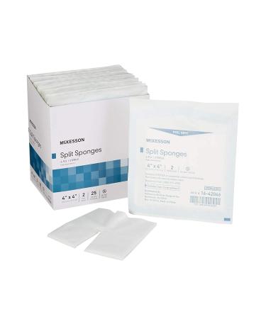 McKesson Split Sponges 4 x 4, 6-Ply High Absorbency Sterile Dressings - 50 Count Bundle (25 Packs of 2) - Buy Online on GoSupps.com