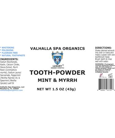 Natural Tooth Powder with Mint & Myrrh | Fluoride-Free Whitening | Valhalla Spa Organics 2 Pack - Eco-Friendly Toothpaste Alternative - Buy Online on GoSupps.com