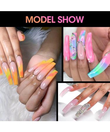 Krofaue Square Nail Tips - 100pcs Extra Long Clear C Curve Acrylic Nail Extensions for Women - Professional Half Cover Fake Nails with Box - Perfect for Holidays - Buy Online on GoSupps.com