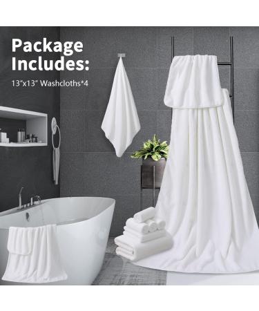 White Microfiber Washcloths 4 Pack Set - Highly Absorbent & Quick Dry Towels for Bathroom, Spa, Gym - Premium Quality Daily Use Washcloths - Buy Online on GoSupps.com