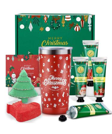 Christmas Spa Gift Basket Set for Women - Bath and Body Works Gifts for Mom Wife Girlfriend Sister Coworker Teacher Nurse Red