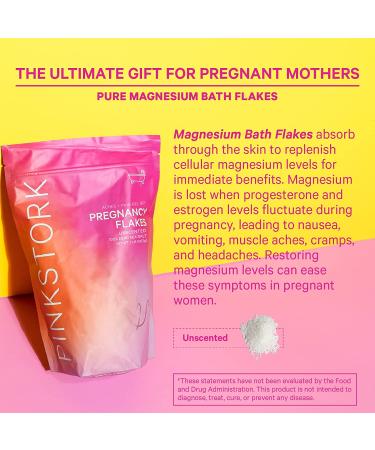 Pink Stork Pregnancy Flakes Bath Salts with Pure Magnesium - 2 lbs - Alleviates Pregnancy Aches & Pains, Morning Sickness Relief - Unscented, Women-Owned - Buy Online on GoSupps.com