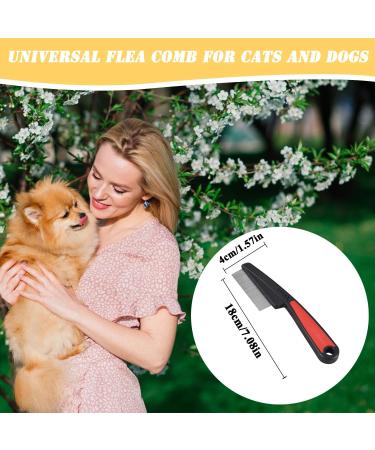 Tomtary Flea Comb Stainless Steel Fine Teeth Flea Comb Safe and Effective Dog Hair Comb Grooming Tool Comb for Cat Dog Removes Flea Lice Larvae Tangled Hair - Buy Online on GoSupps.com