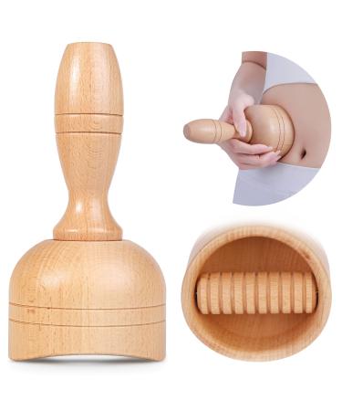 Handheld Wood Swedish Cup with Roller Wooden Therapy Massage Cups Lymphatic Drainage Massager Body Sculpting Tool for Maderoterapia Colombiana, Anti-Cellulite,Muscle Pain Relief-with Roller