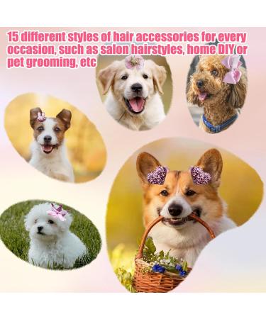 YNR 15PCS Mixed Styles Pink Hair Clips for Dog Dog Hair Bows Bowknot dog hair Grooming Accessories Hair Beauty Accessorie Puppy Hair Barrettes for Cats Dogs Kitten Puppies Hairpin Accessories - Buy Online on GoSupps.com