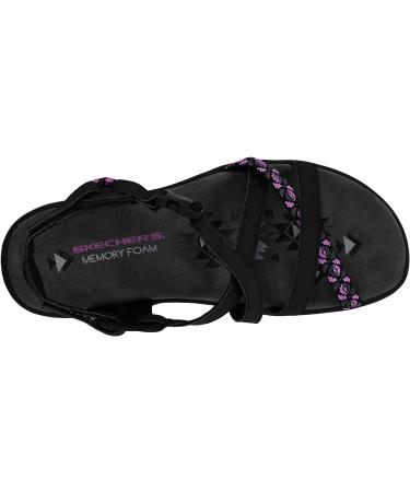 Skechers Women's Reggae Slim-Vacay Sandals 8 - Black/Fuschia | Stylish & Comfortable - Buy Online on GoSupps.com